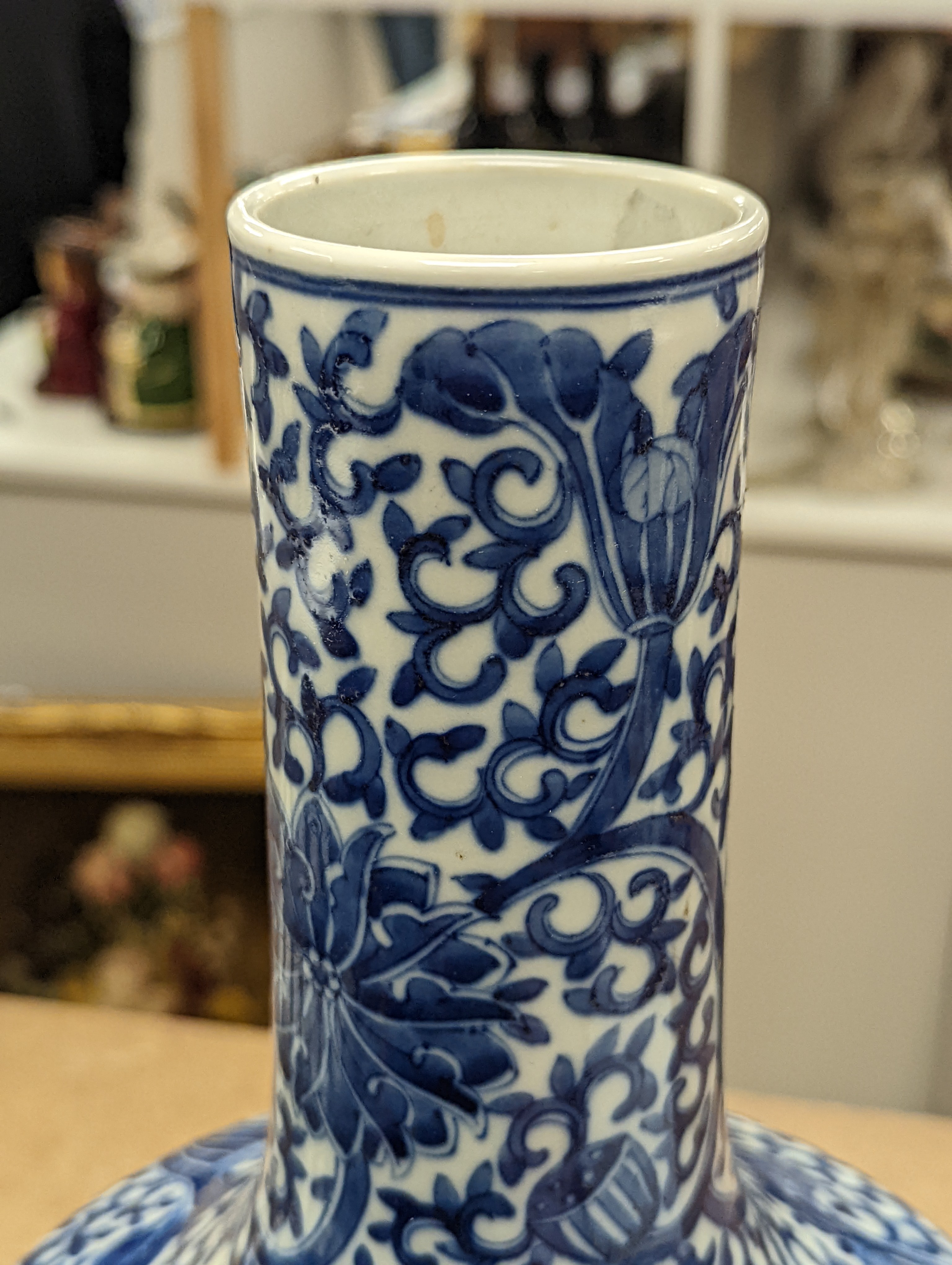 A Chinese blue and white bottle vase, 36cm
